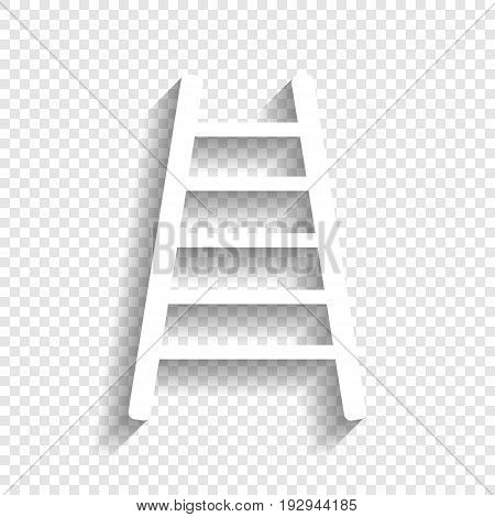 Ladder sign illustration. Vector. White icon with soft shadow on transparent background.