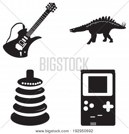 Set of silhouettes of different toys, Vector illustration