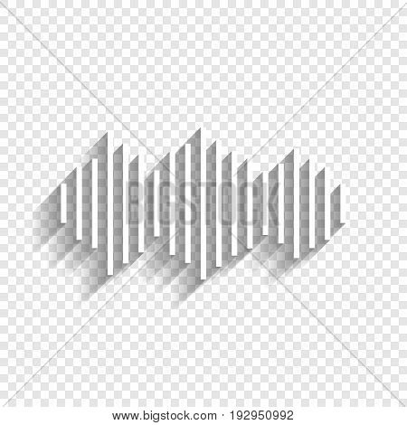 Sound waves icon. Vector. White icon with soft shadow on transparent background.