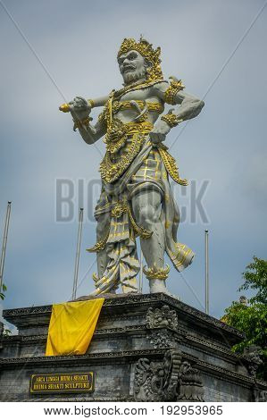 BALI, INDONESIA - MARCH 08, 2017: Stone statue of Vishnu in Gunung Kawi, Bali, Indonesia
