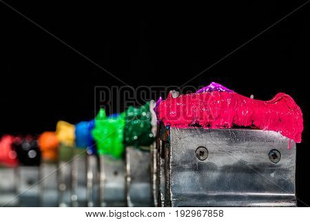 Pink Plastisol Ink On Print Handle.