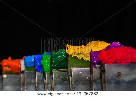 Yellow Plastisol Ink On Print Handle.