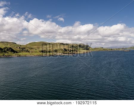 Aerial view of the coast between Gallanach and Oban, Argyll, Scotland