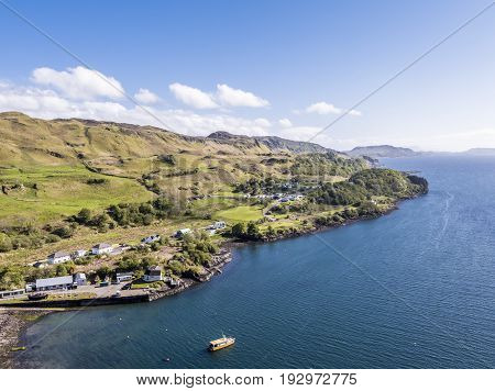 Aerial view of the coast between Gallanach and Oban, Argyll, Scotland