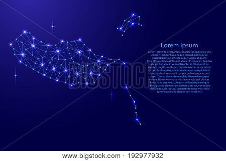 Madeira map of polygonal mosaic lines network rays and space stars of vector illustration.