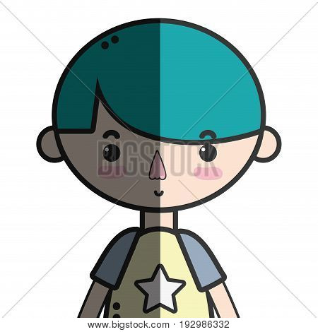 tender boy child with pijama and hairstyle vector illustration