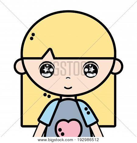 tender girl child with pijama and hairstyle vector illustration