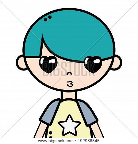 tender boy child with pijama and hairstyle vector illustration