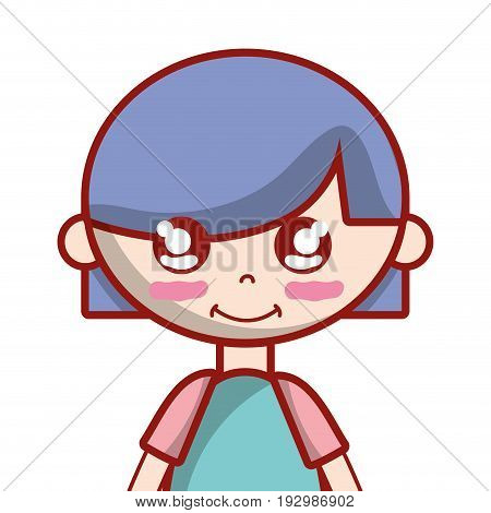 tender girl child with pijama and hairstyle vector illustration