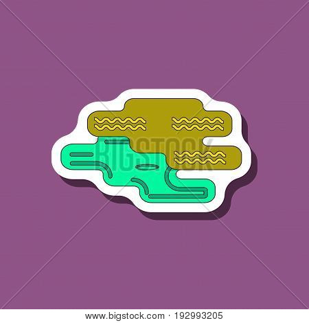paper sticker on stylish background Golf hole