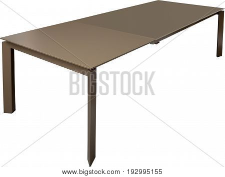 Modern brown dinning table. Modern designer, Sliding table isolated on white background. Series of furniture