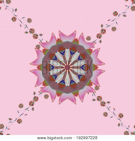 Elegant seamless pattern with decorative flowers in colors. Vector floral pattern for wedding invitations greeting cards scrapbooking print gift wrap manufacturing fabric and textile.