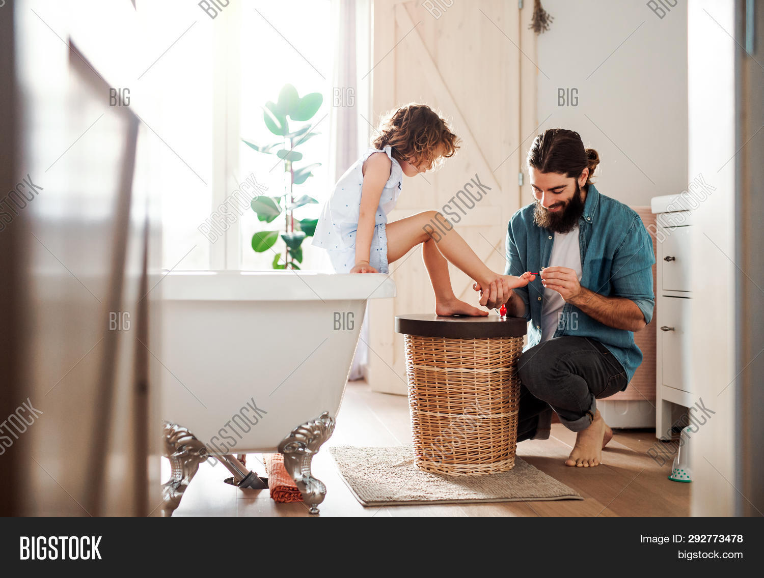 Young Father Painting Image Photo Free Trial Bigstock