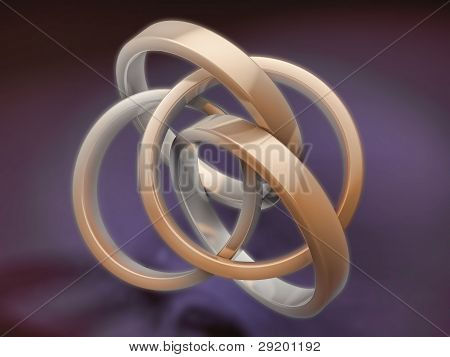 shiny 3d metal rings