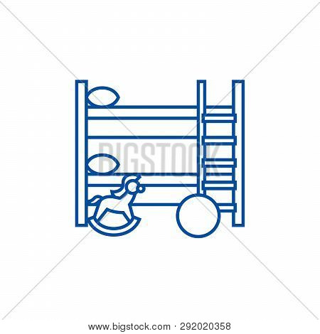 Children Room Line Icon Concept. Children Room Flat  Vector Symbol, Sign, Outline Illustration.