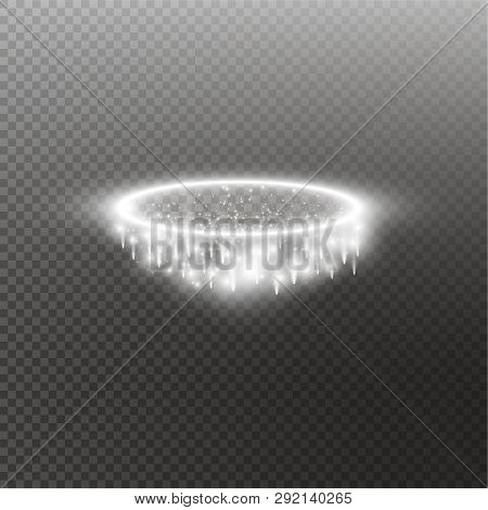 White Halo Angel Ring. Isolated On Black Transparent Background, Vector Illustration