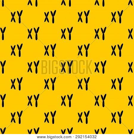 Human Chromosomes Pattern Seamless Repeat Geometric Yellow For Any Design