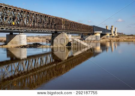 Tczew, Pomorskie / Poland - March, 28, 2019:. Old Historical Lisewski Bridge. Road Crossing Across T