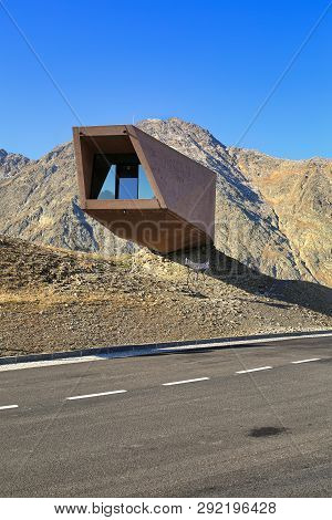 Timmelsjoch, Austria - October 17, 2018. Timmelsjoch Experience Pass Museum Above The Timmelsjoch Hi