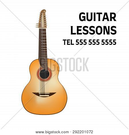Guitar Lessons Leaflet And Brochure Design. Ready-made Promomaterials.