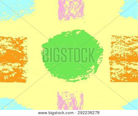 Seamless Pattern. Colorful Background, Ink Spots, Stripes. Vector Hand Drawn Brush Texture. For Prin