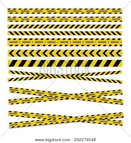 Caution And Danger Tapes. Warning Tape. Black And Yellow Line Striped. Vector Illustration
