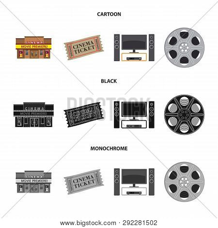 Vector Design Of Television And Filming Sign. Set Of Television And Viewing Stock Vector Illustratio