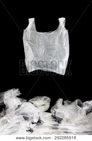 White Semitransparent Plastic Bags On Black Background
