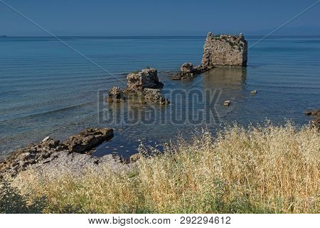 Nea Poteidaia, Greece - June 24, 2014: Summer View Of Town Of Nea Poteidaia, Kassandra, Chalkidiki, 
