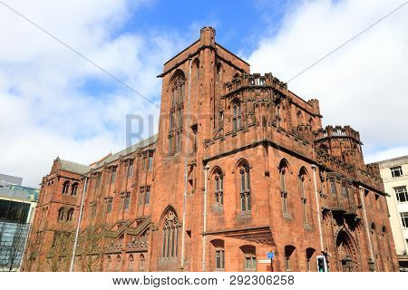 Manchester Uk. City Architecture Of Manchester, United Kingdom. John Rylands Library.