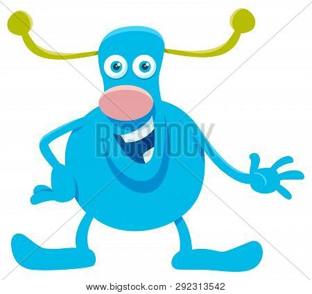 Cartoon Illustration Of Cute Green Fantasy Or Fairy Tale Character