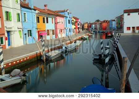 Colorfully Houses Of Burano An Island In The Venetian Lagoon Near Venice In Italy And The Waterway T