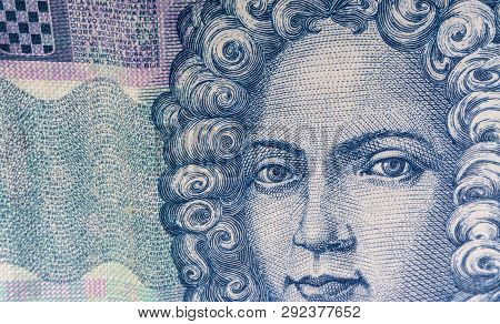 Croatian Kuna Or Sto Kuna Money Currency Closeup. Selective Focus And Crop Fragment