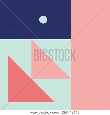 Vector Geometric Background In Material Design Style. Universal Simple Minimalistic Colorful Pattern