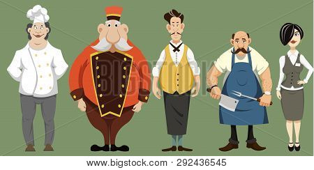 Cook, Butcher, Administrator, Waiter, Schveytsar. Set Of Restaurant Workers