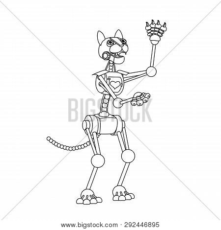 Vector Line Cartoon Animal Clip Art Robot Cat