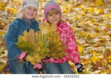 ยิ้มสาวน้อยกับฤดูใบไม้ร่วงใบ