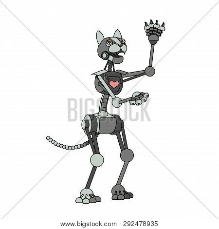 Vector Scandi Cartoon Animal Clip Art Robot Cat