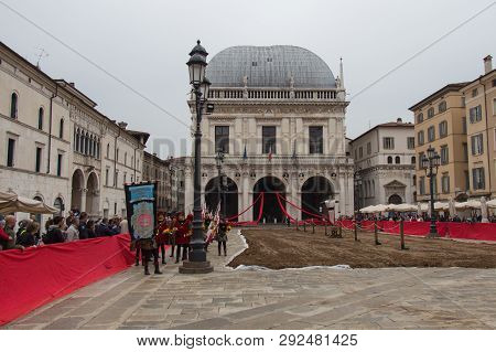 Italy, Brescia - October 01 2017: The View Of The Traditional Parade At Celebrations Of Caterina Cor