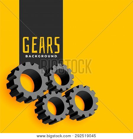 Yellow Background With Gears Symbols Vector Illustration
