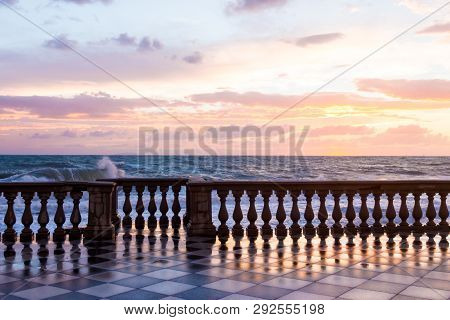 The Terrazza Mascagni Is A Wide Sinuous, Suggestive Belvedere Toward The Sea In Leghorn, Italy