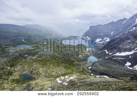 Yeshtu Valley From The Surovy Pass. Ala-askir Lake. Mountain Altai Landscape