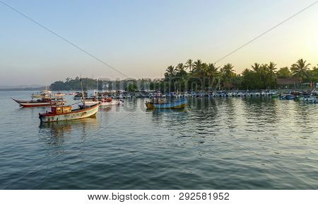 Some Traditional Boats Seen In Sri Lanka At Evening Time