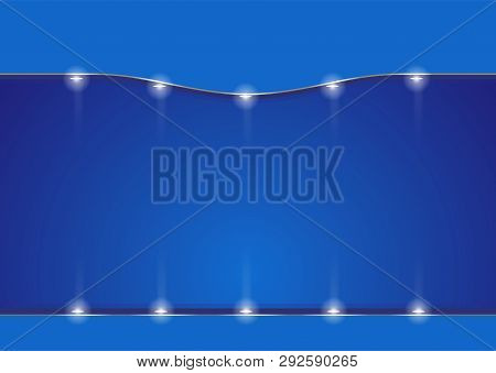 Blue Background Consisting Of Three Parts Illuminated By Floodlights