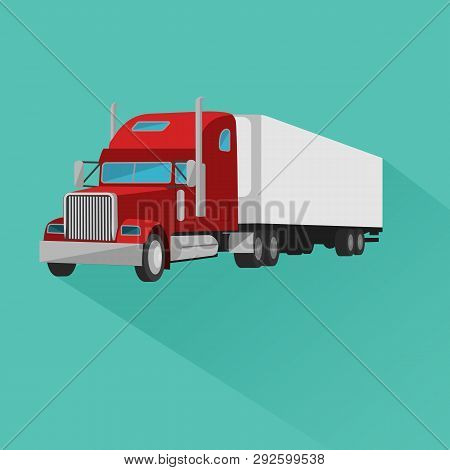 Classic American Truck Vector Illustration Icon. Retro Freighter Truck.