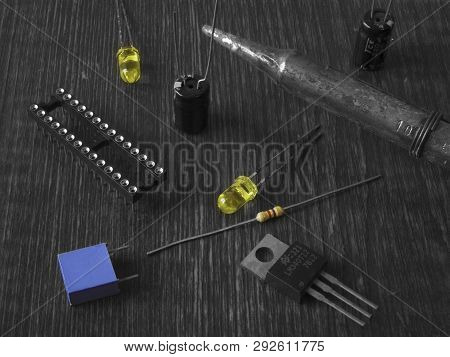View Of The Electronic Components In Color