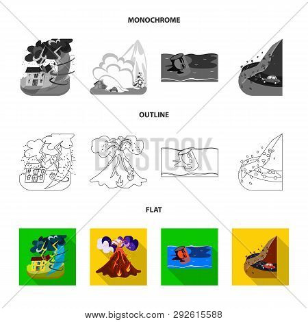 Isolated Object Of Weather And Distress Logo. Collection Of Weather And Crash Vector Icon For Stock.