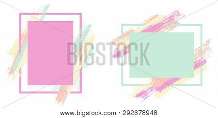 Modern Frames With Paint Brush Strokes Vector Collection. Box Borders With Painted Brushstrokes Back