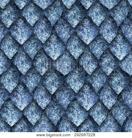 Seamless Texture Of Dragon Scales, Reptile Skin Background