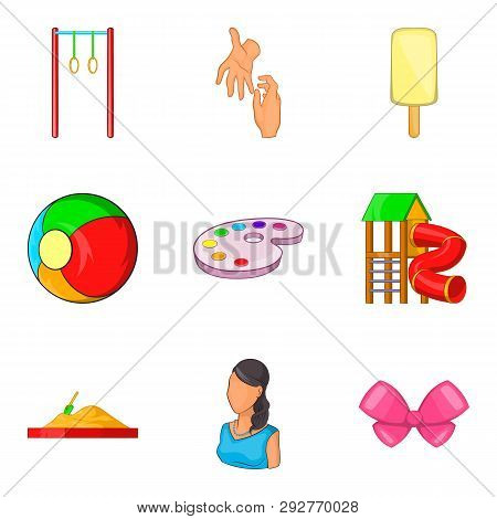 Babycare Product Icons Set. Cartoon Set Of 9 Babycare Product Icons For Web Isolated On White Backgr